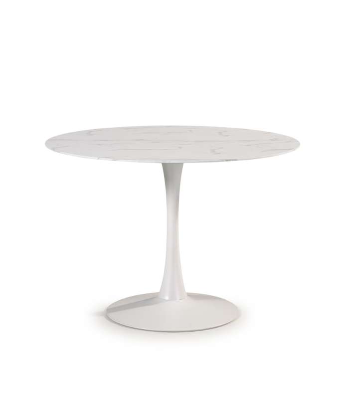 Table ronde Oda finition blanche 75 cm(hauteur) 110 cm(largeur) 110 cm(longueur)