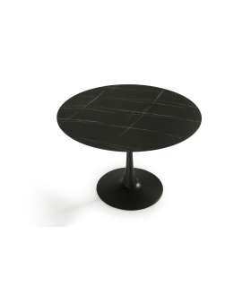 Table ronde Oda finition blanche 75 cm(hauteur) 110 cm(largeur) 110 cm(longueur)