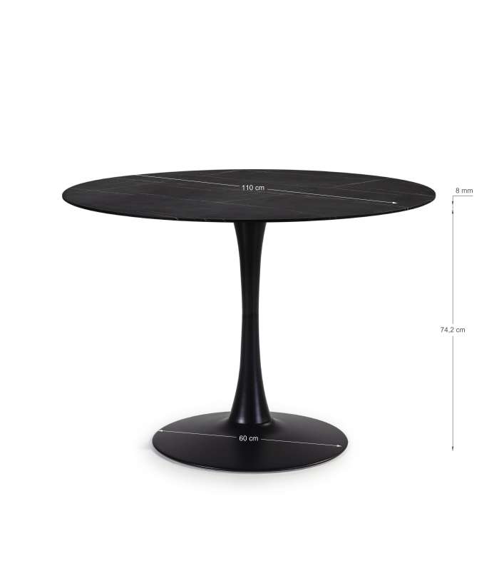 Table ronde Oda finition blanche 75 cm(hauteur) 110 cm(largeur) 110 cm(longueur)