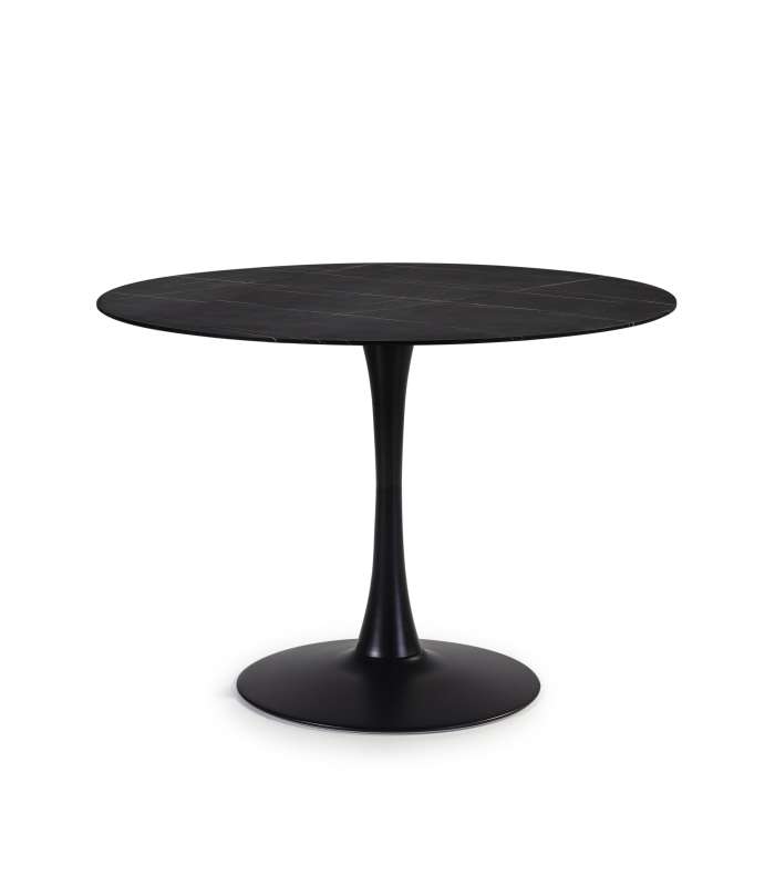 Table ronde Oda finition blanche 75 cm(hauteur) 110 cm(largeur) 110 cm(longueur)