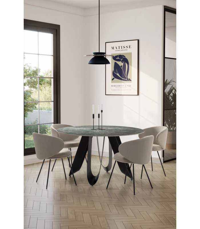 Mesa de comedor redonda fija Md-Amelia elegante y moderna