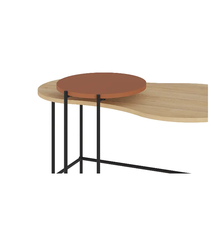 Set de 2 mesas de centro Rolan en roble/terracota