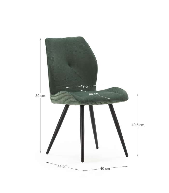 Lot de 2 chaises modèle Mali finition verte 79 cm (hauteur) 45 cm (largeur) 48 cm (longueur)