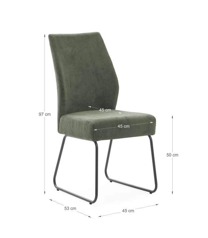 Lot de 2 chaises modèle Mali finition verte 79 cm (hauteur) 45 cm (largeur) 48 cm (longueur)