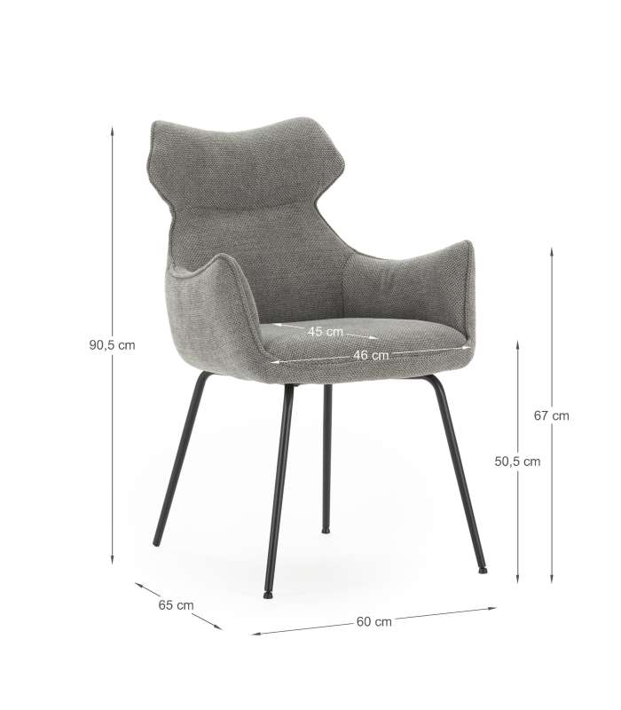 Pack de 2 sillones modelo Dimitri tapizado textil gris.