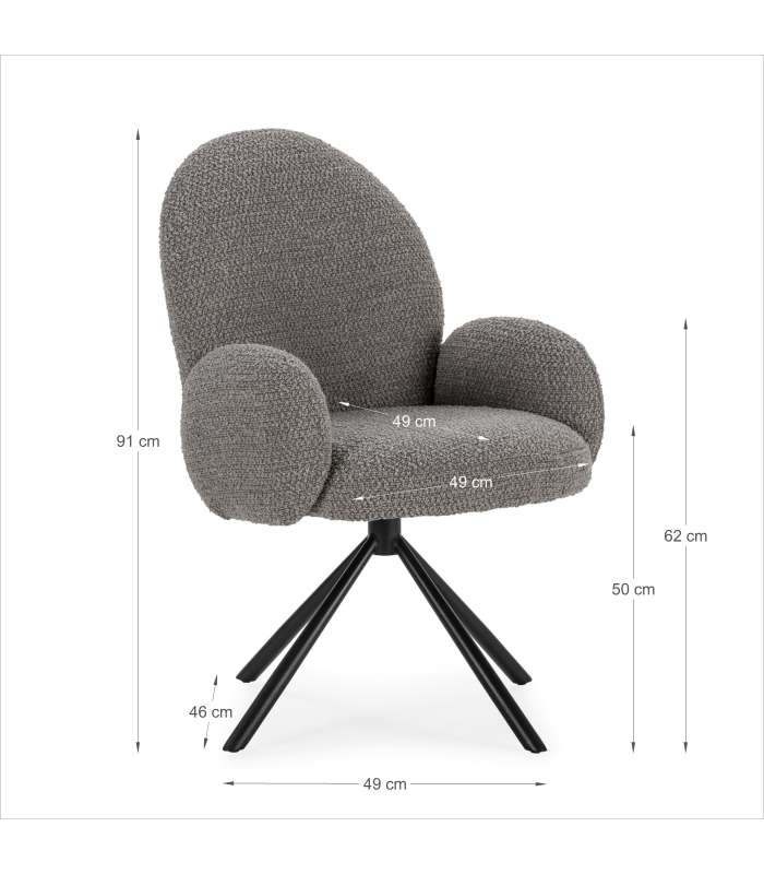 Sillón giratorio Dama con brazos, diseño elegante y cómodo