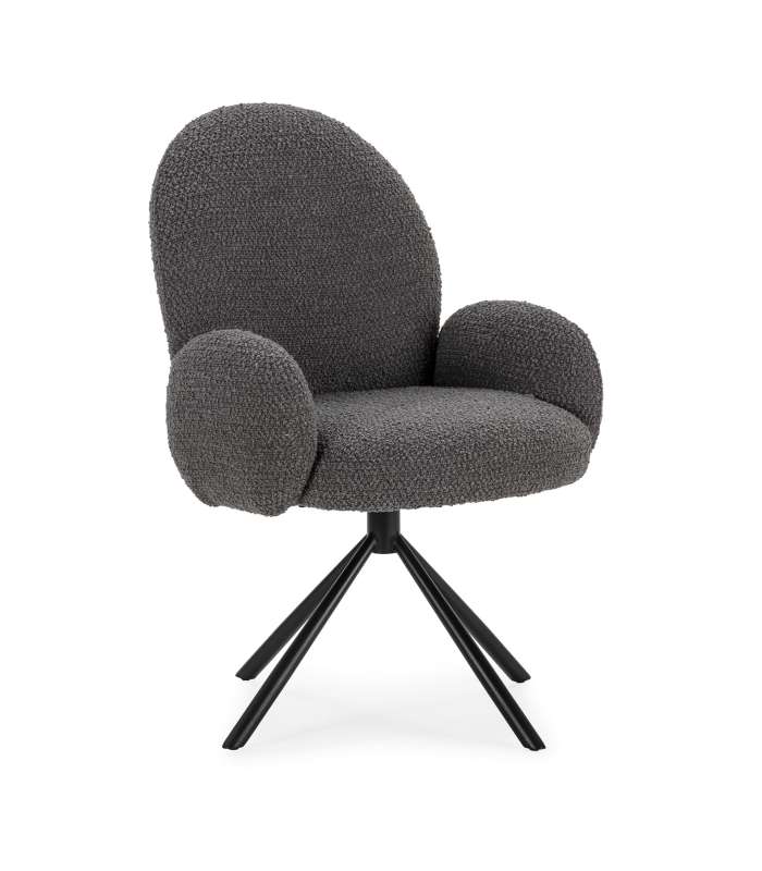 Sillón modelo Dama tapizado textil gris oscuro.