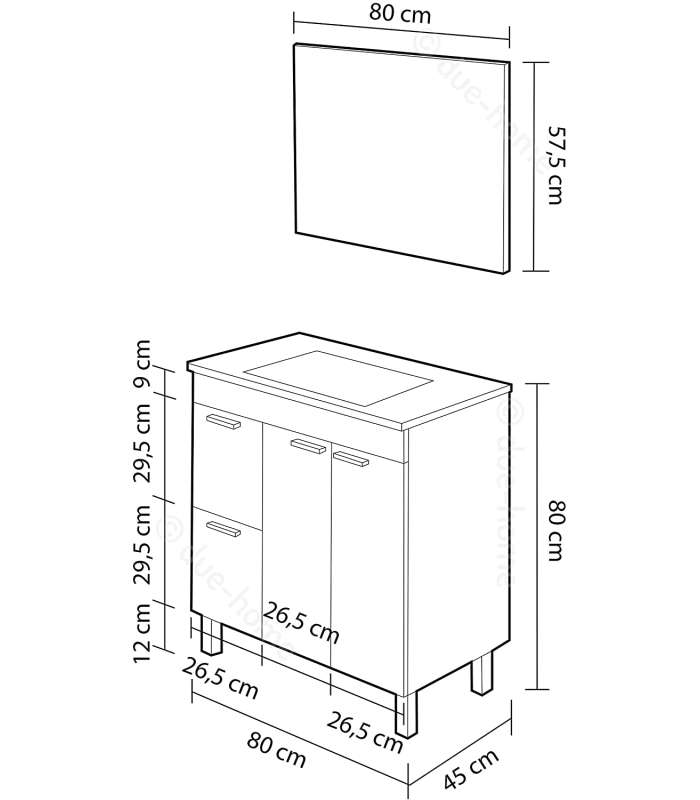 Aktiva 80cm wide furniture with sink + mirror