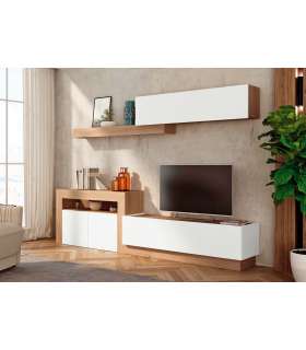 Elegância e funcionalidade: Max Lounge Composition em branco e bambu.