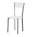 Lot de 4 chaises métalliques rembourrées blanches Cadiz. 46 cm (largeur) 86 cm (hauteur) 43 cm (profondeur)