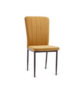 Elegância e conforto: Pack de 6 cadeiras Cangas estofadas em bege com pés pretos.
