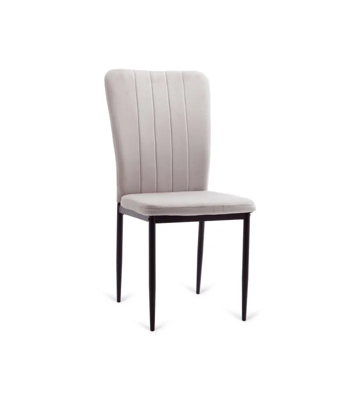 Pack de 6 sillas Cangas tapizadas en velvet gris claro