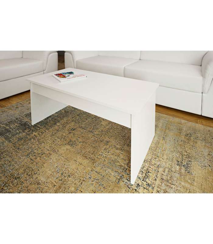 Buy Mesa de centro rectangular en blanco alto