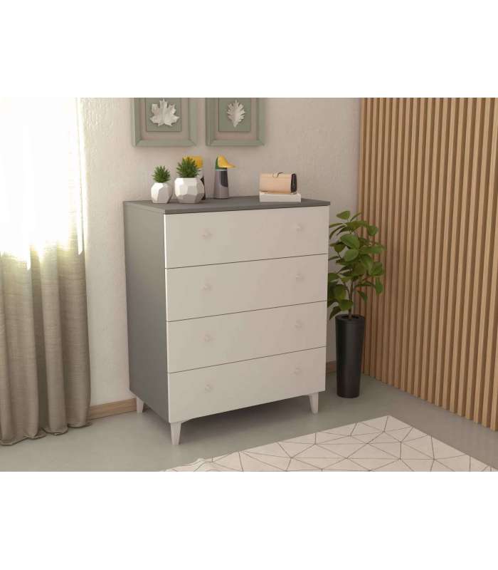 MD BLOCK Comoda 4 white drawers - Comodas and