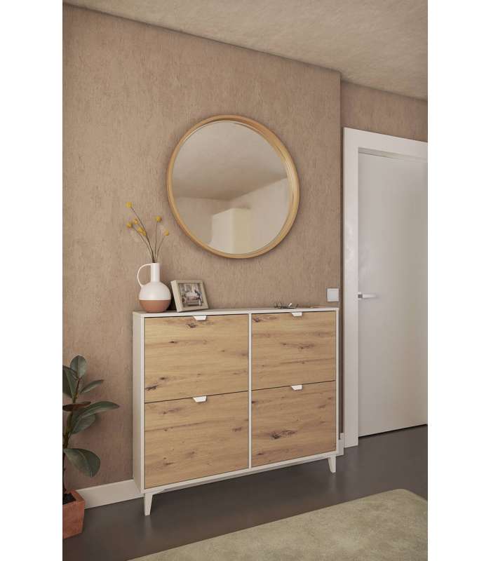 Organiza tus zapatos con estilo: Mueble Zapatero Pili en blanco soft/roble albar.