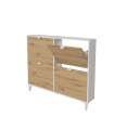 Mueble Zapatero Pili con 4 trampones en blanco soft/roble albar. 116.8cm(ancho) 97.4cm(altura) 20cm(fondo)