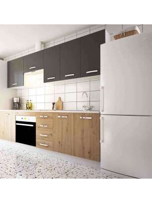 Cocina completa 240 cm roble albar/gris parís