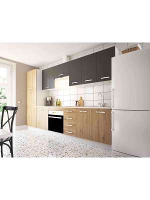 Cocina completa de 3m en roble albar y gris parís
