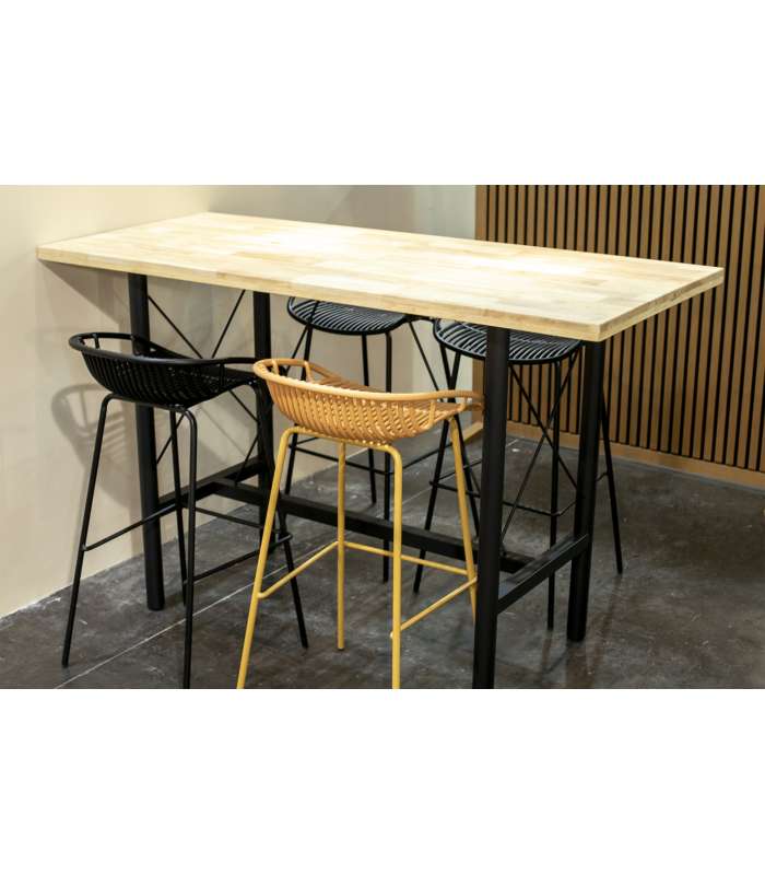 Adec Table loft High Bar Chêne sauvage et noir. -