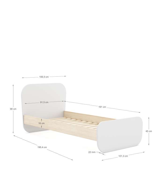 Buy CAMA NIDO 0.90 KIARA 90X190 BLANCO/NATURAL