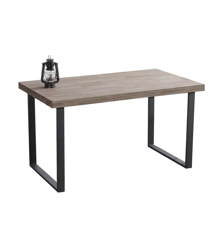 Mesa de salón roble american con estructura negra elegante