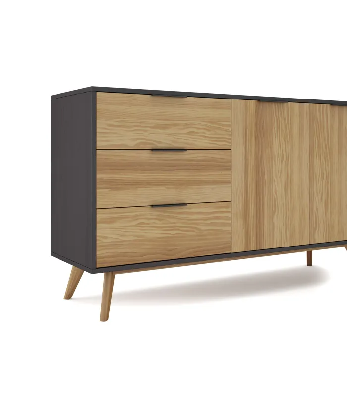 Aparador Julen 2 puertas 3 cajones en acabado natural