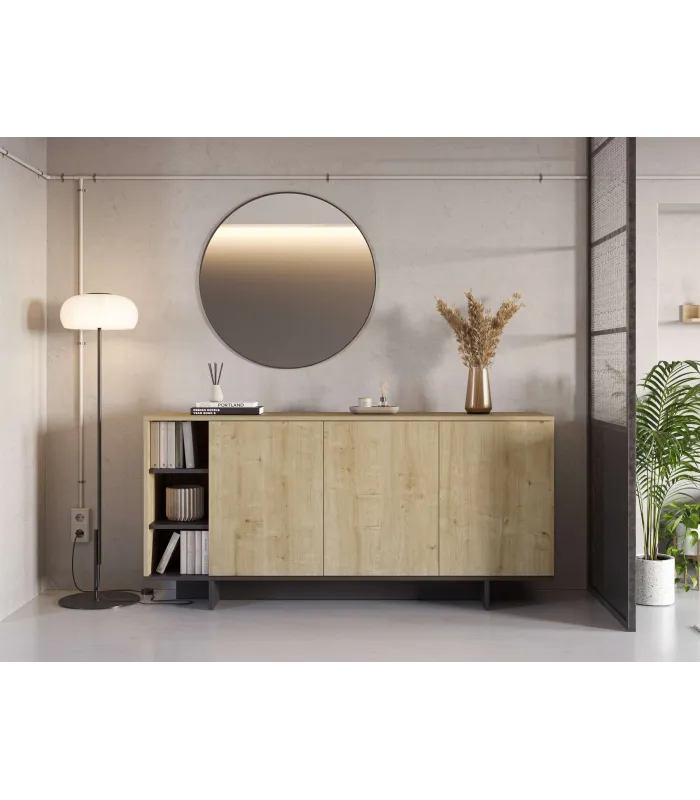 Aparador Celia 3 puertas y 3 huecos, diseño elegante