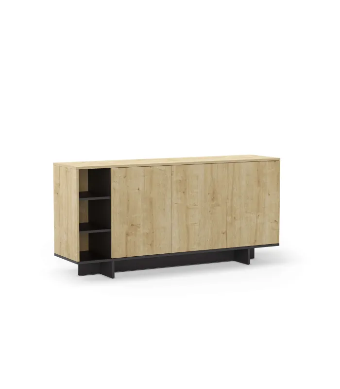 Aparador Celia 3 puertas y 3 huecos, diseño elegante