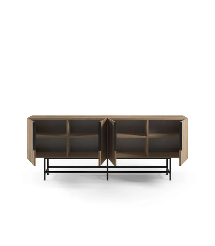 Aparador Elena 4 puertas roble/negro 200 cm