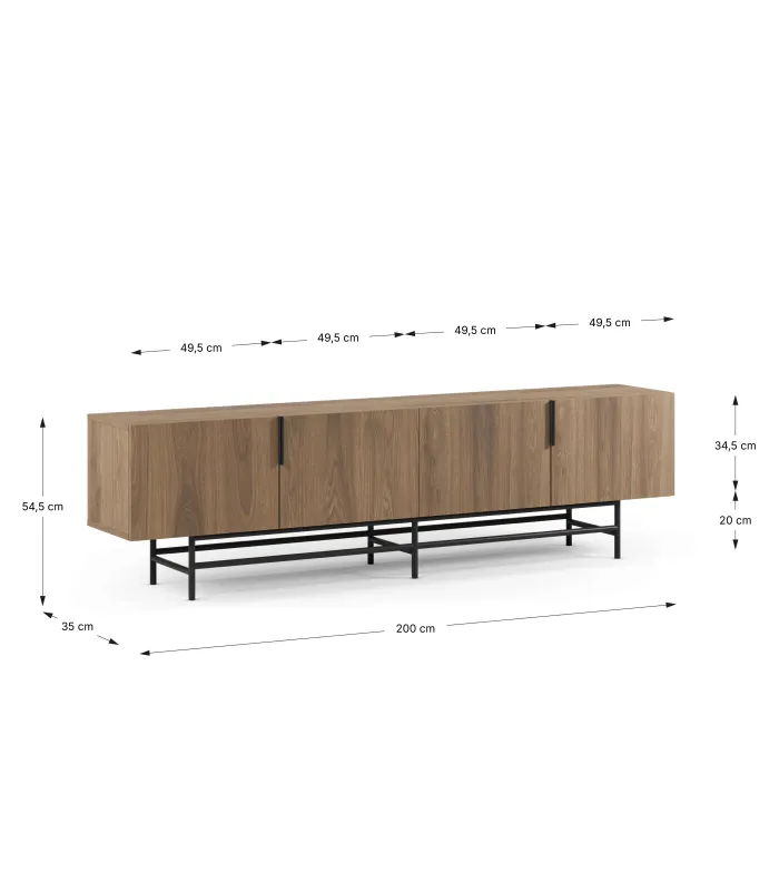 Mueble para televisión 2 puertas 2 huecos Campus acabado blanco/blanco cera.