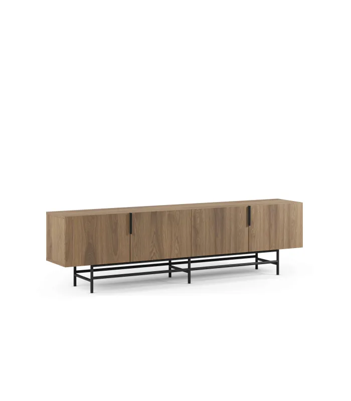 Mueble para televisión 2 puertas 2 huecos Campus acabado blanco/blanco cera.