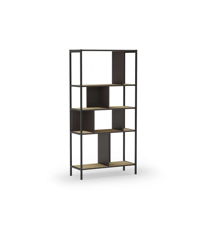 Estantería Amaya: diseño moderno en roble/negro