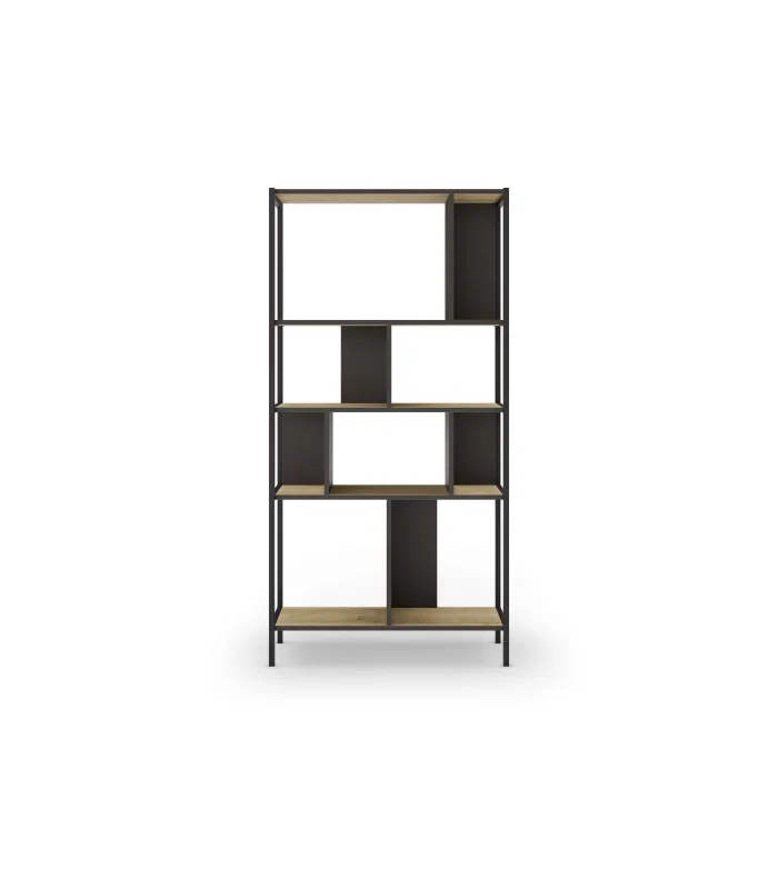 Estantería Amaya: diseño moderno en roble/negro