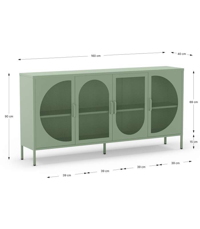 Mueble aparador modelo Doric 3 puertas 3 cajones interiores acabado blanco.