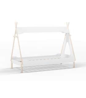 Lit gigogne pour jeunes avec sommier blanc/naturel 62 cm (hauteur) 200 cm (largeur) 98,5 cm (profondeur).