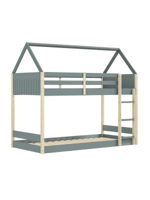 Litera juvenil Moira-Casita verde kaki/natural