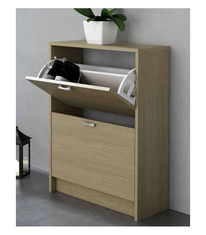 Mueble Zapatero Manila en roble con 2 trampones