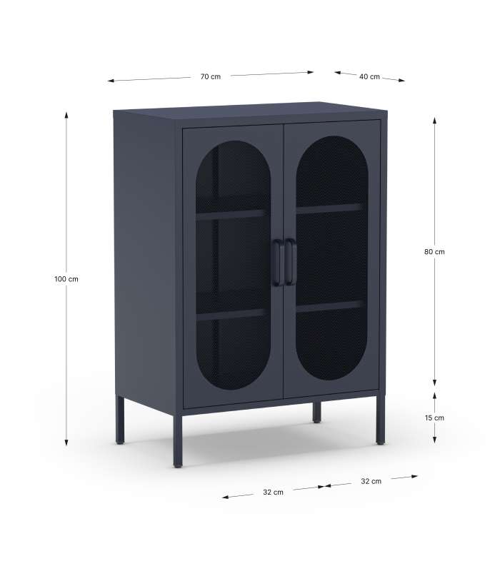 Shoe rack 2 doors silk-screen printed Bamboo graphite finish