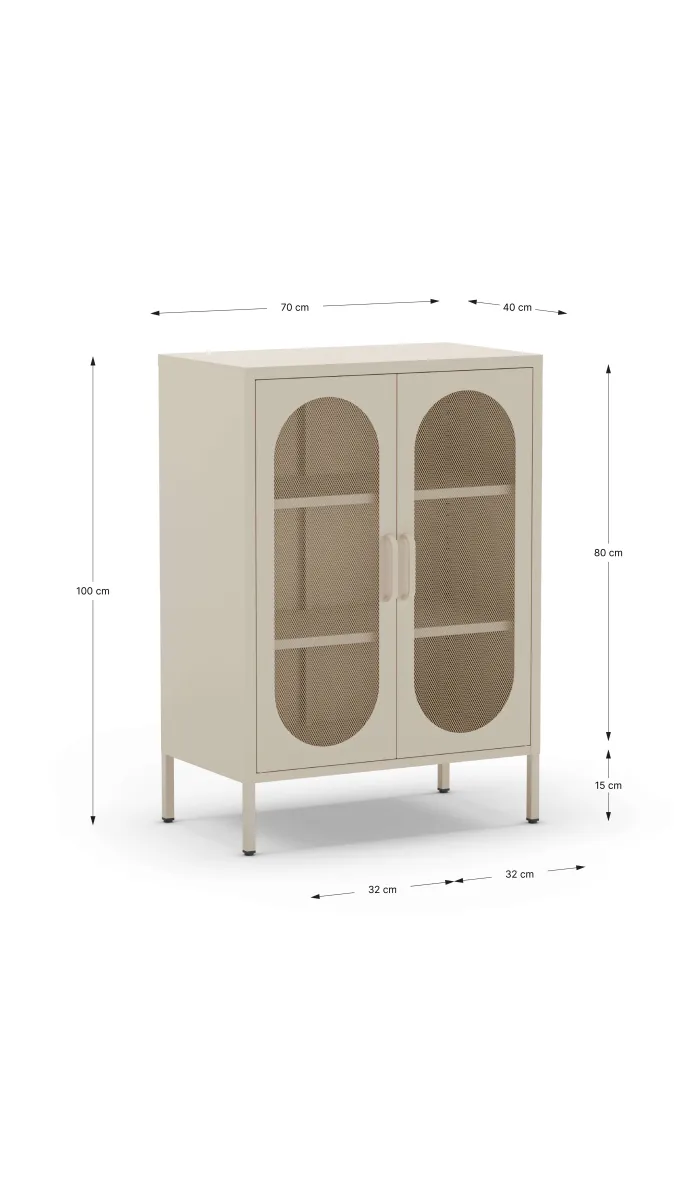 Mueble auxiliar Dora 2 puertas abatibles metal crema