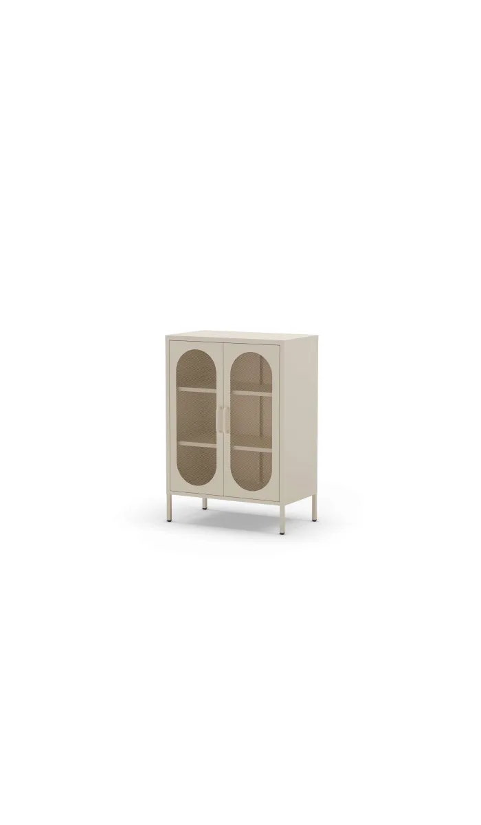 Mueble auxiliar Dora 2 puertas abatibles metal crema