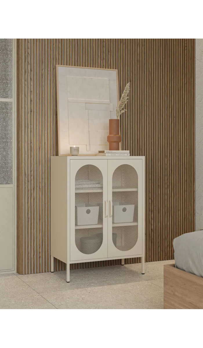 Mueble auxiliar Dora 2 puertas abatibles metal crema