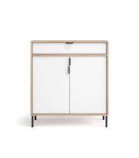 Shoe rack 2 doors silk-screen printed Bamboo graphite finish