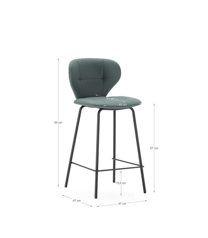 Lot de 2 chaises modèle Mali finition verte 79 cm (hauteur) 45 cm (largeur) 48 cm (longueur)