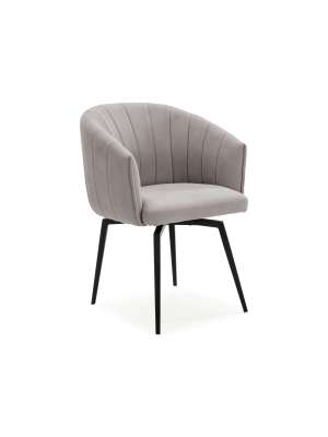 Sillón giratorio Plumeti, tapizado textil taupe.