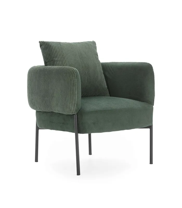 Sillón Bali tapizado verde, elegante y cómodo