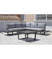 Conjunto terraza jardín aluminio Loira-7 con estructura en antracita.