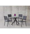 Conjunto terraza jardín mesa + 4 sillones aluminio gris antracita Giglio-100/corcega-4.