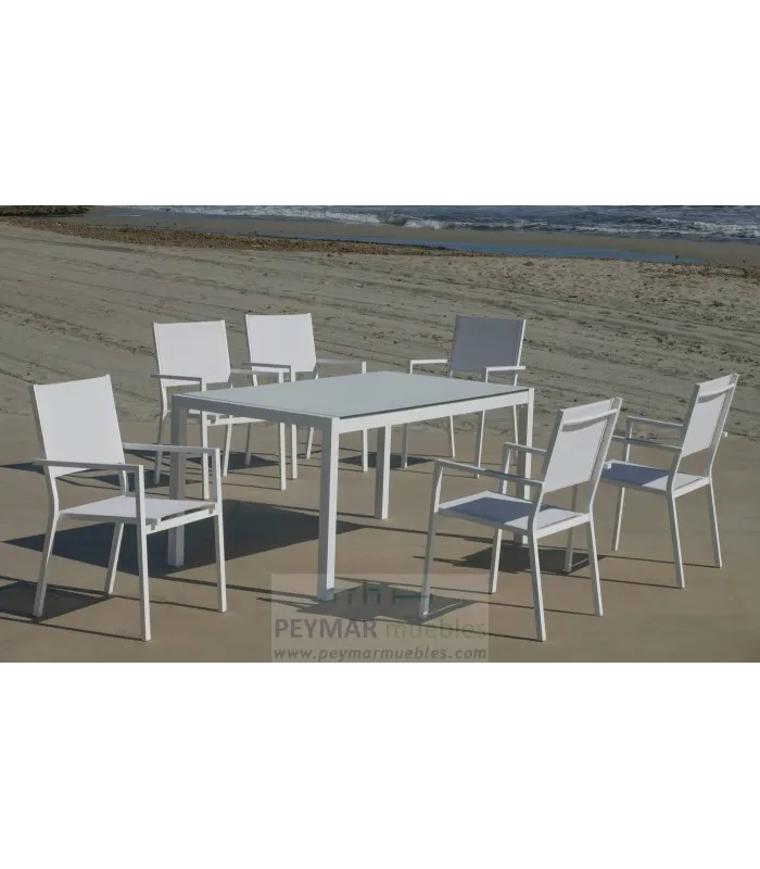 Conjunto de terraza con mesa y sillones para jardín elegante