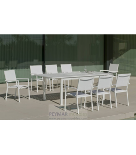 Conjunto terraza jardín mesa + 4 sillones + 4 cojines aluminio gris antracita Oberoy/Marsel-75/4+4c.
