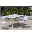 cópia do conjunto de mesa de jardim e terraço + 4 poltronas em alumínio branco Mundra-150x90/Lerian-4.